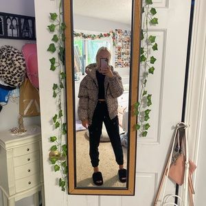 adika cheetah print puffer jacket